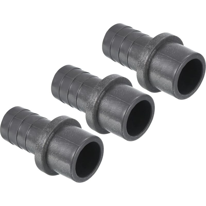 3 X Reduzierstück, Pvc, 25 Mm Auf 20 Mm, Mit Schlauchtülle, Gerade, Grau, Für Wasserleitungen, Küche, Bad