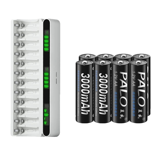 Wiederaufladbare Akkus, 3000 Mah Kapazität, Schnellladefunktion, 8 Aa-batterien, 1 Ladegerät