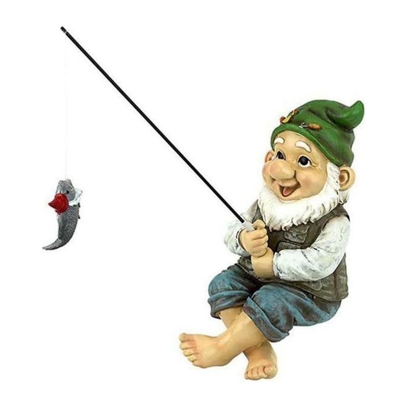 1 Stück Angel-gartenzwerg, Aus Kunstharz Für Den Außenbereich, Mit Angelrute, Zur Dekoration Von Rasen Und Hof