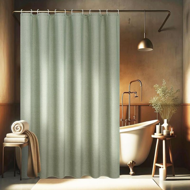 Duschvorhang, Strukturiertes Leinen, Wasserdichtes Polyester, Schimmelresistent, 180 X 200 Cm, Mit 12 Ringen, Für Badezimmer