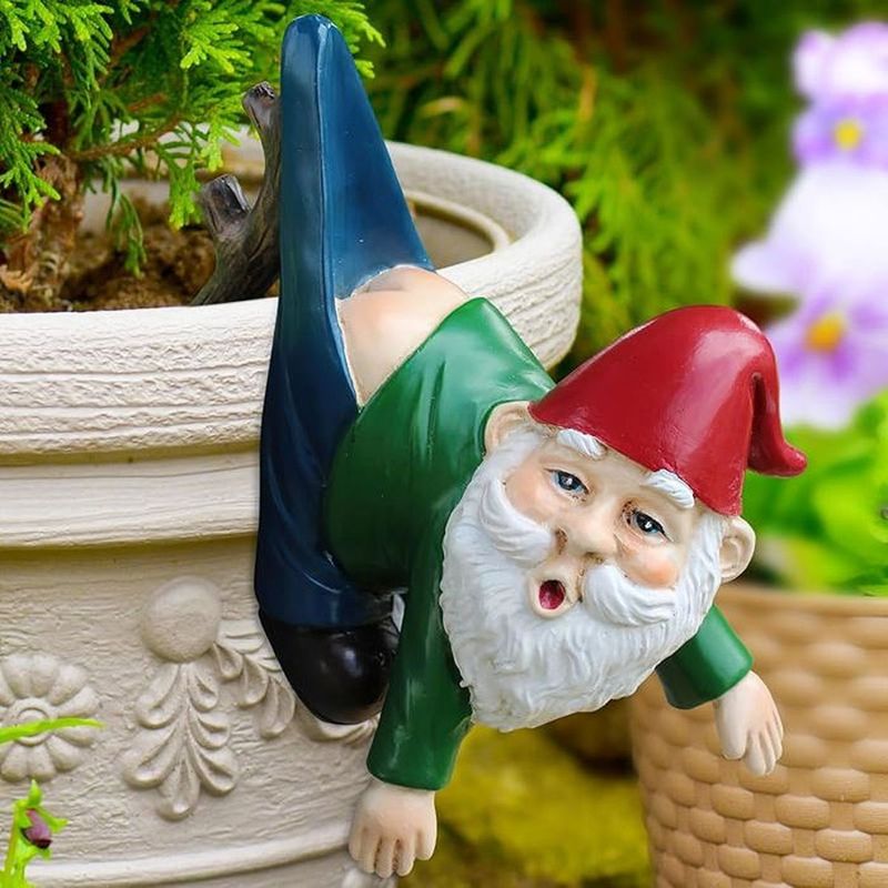1 Gartenzwerg Aus Kunstharz, Lustige Zwergenfigur, Blumentopffigur, Balkon- Und Hofdekoration