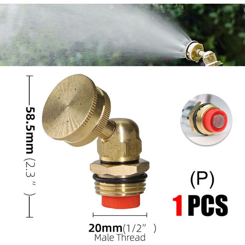 1 Stück Messing-sprühdüse, Dn15, Mit Integriertem Filter, Vernebler Für Die Gartenbewässerung, Gartenschlauch
