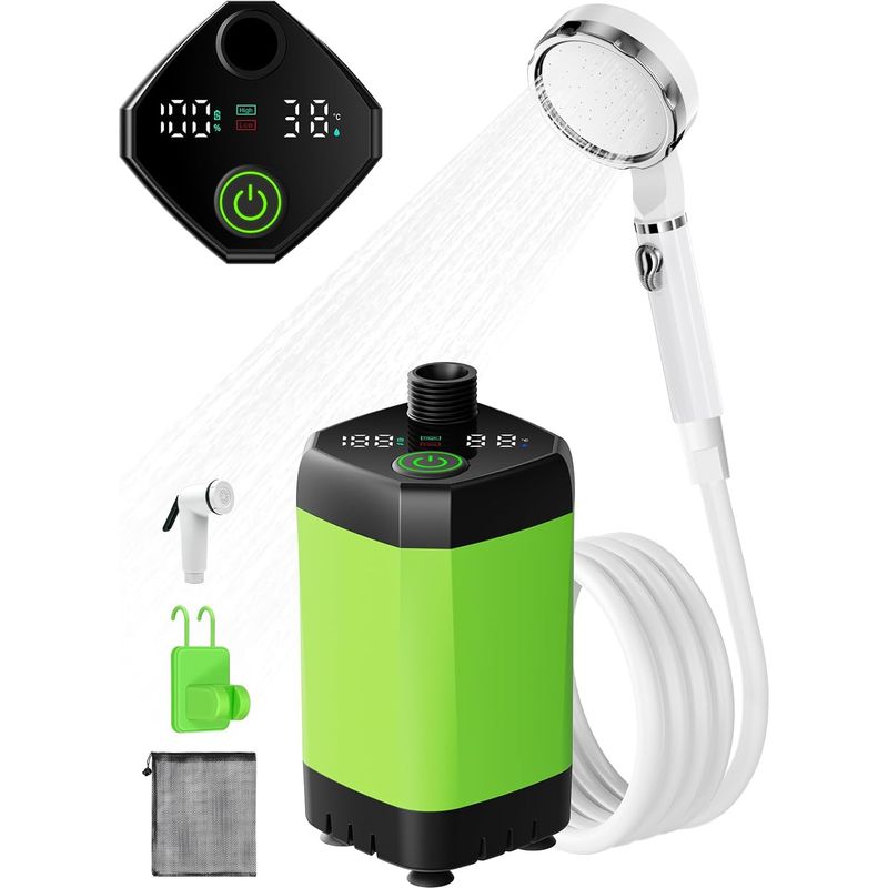 Tragbares Duschset, 6000-mah-pumpe, Temperaturanzeige, 10 L/min Durchflussrate, Camping, Haustiere, Auto