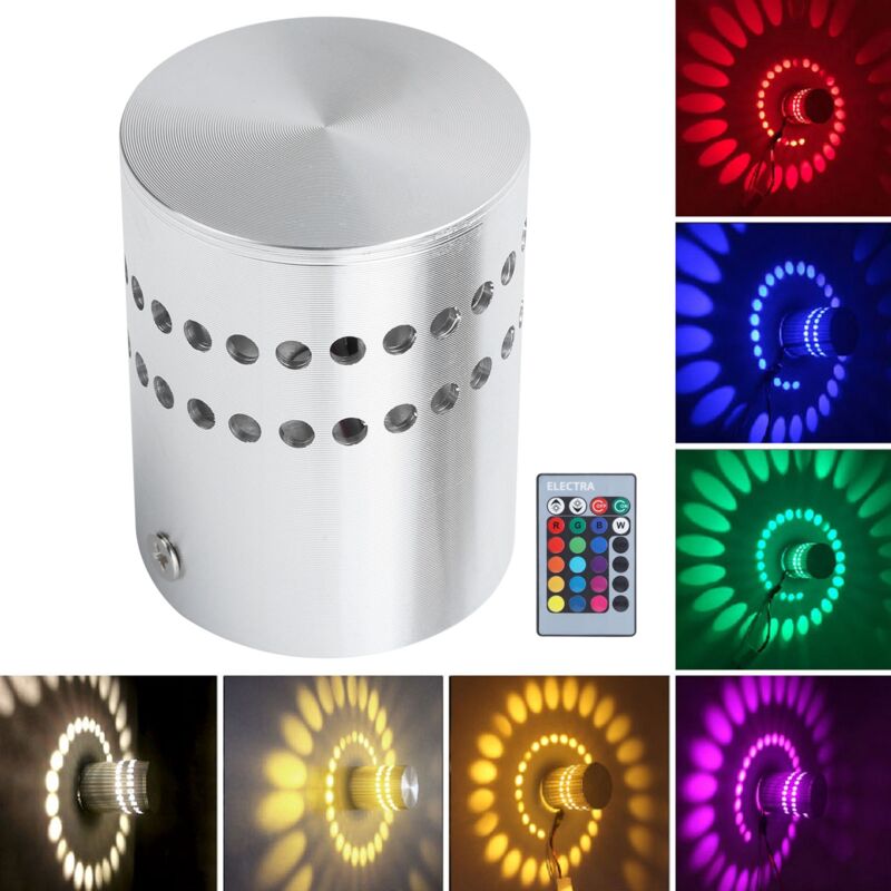 3-w-rgb-led-spiralwandleuchte Mit Fernbedienung, Wand-/deckenleuchte Für Flur, Ac 85–265 V