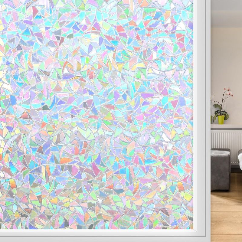 Rolle Selbstklebende Fensterfolie, Regenbogen-milchglas-effekt, Sichtschutzfolie, Badezimmerfenster