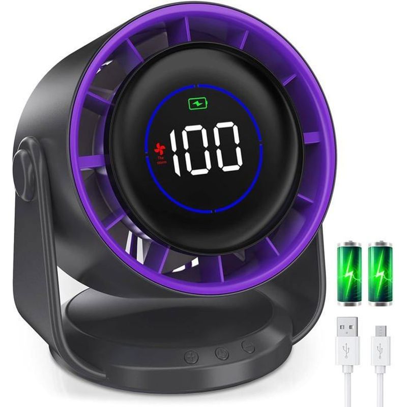 1 Tischventilator, 5000 Mah, 199 Geschwindigkeitsstufen Mit Led-anzeige, 105° Verstellbar, Leise, Usb-aufladbar, Für Büro, Schlafzimmer Und Küche