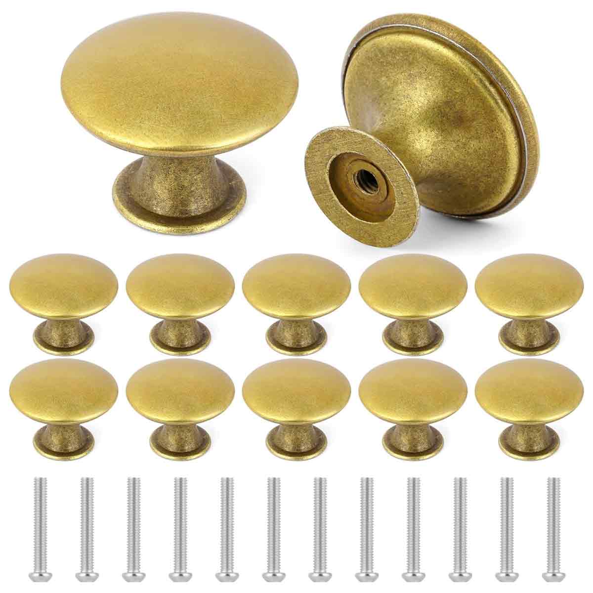 Set Mit 12 Knöpfen, Schrank, Messing, Vintage, Rund, 30 Mm, Stahl, Küche, Kommode