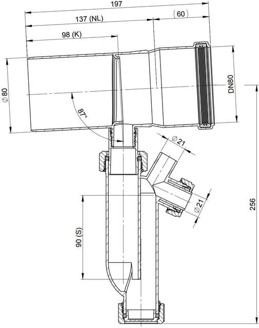 ATEC Kondensatablauf mit Siphon DN 80 bis 1000 Pa Überdruck geeignet, 1348