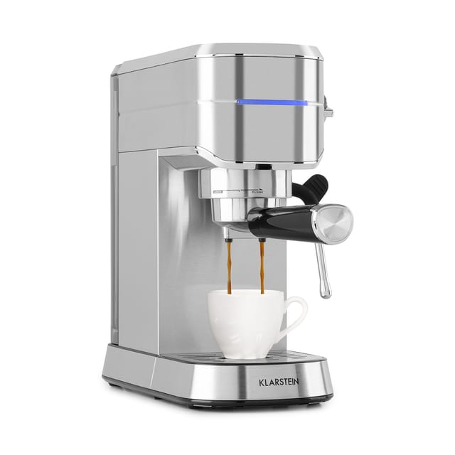 Klarstein - Futura Espressomaschine, Siebträgermaschine mit 1450 Watt, 20 bar, Barista-Qualität, Zweifach Ausguss, Fließstopp, Siebträger