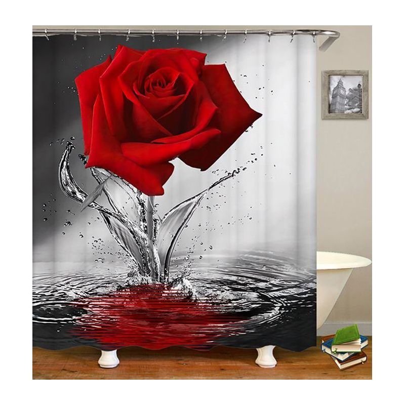 Duschvorhang (1 Stück), 3d-reflektierend, Rosarot, Wasserdichtes Polyester, 180 X 200 Cm, Für Badezimmer