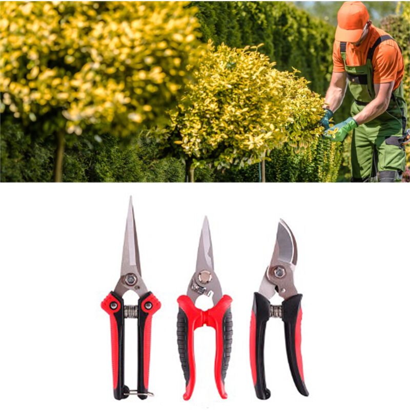 Set Aus 3 Professionellen Gartenscheren, Handscheren Mit Klingen Aus Edelstahl Zum Beschneiden