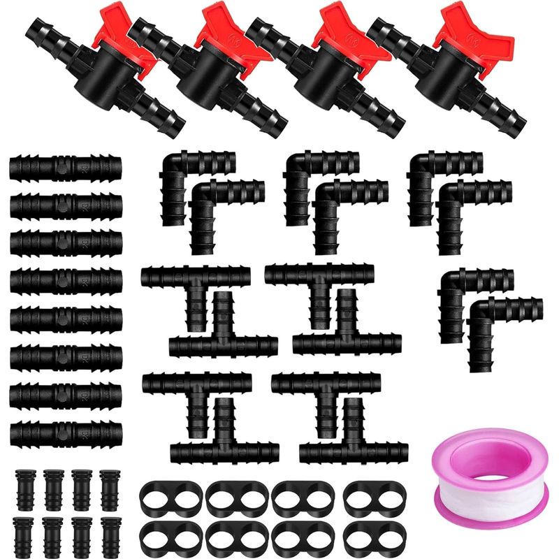 45-mm-anschlussstück, Tropfbewässerungsset, Schwarzer Kunststoff, 16-mm-schlauch, Garten, Gewächshaus, Rasen