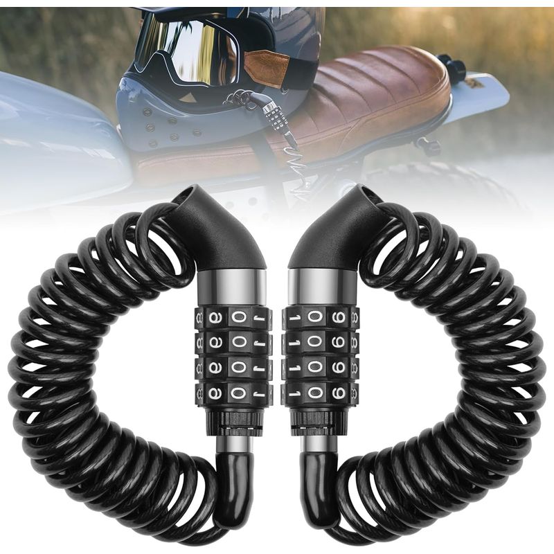 Diebstahlsicherungskabel, 4-stellige Zahlenkombination, 150 Cm Stahlkabel, Zinklegierung, Pvc, Für Roller, Helme, Fahrräder Und Kinderwagen