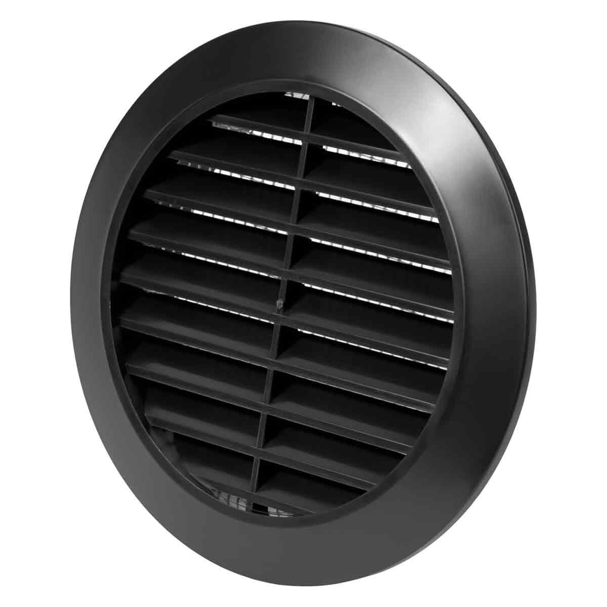 Rundes Lüftungsgitter, 90 Mm, Schwarzer Kunststoff, Mit Moskitonetz, Für Badezimmer Und Büro