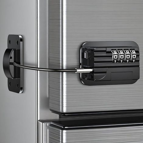 1 Kühlschrankschloss, 4-stelliger Code, Kein Bohren Erforderlich, Selbstklebend, Für Schrank, Schublade, Fenster