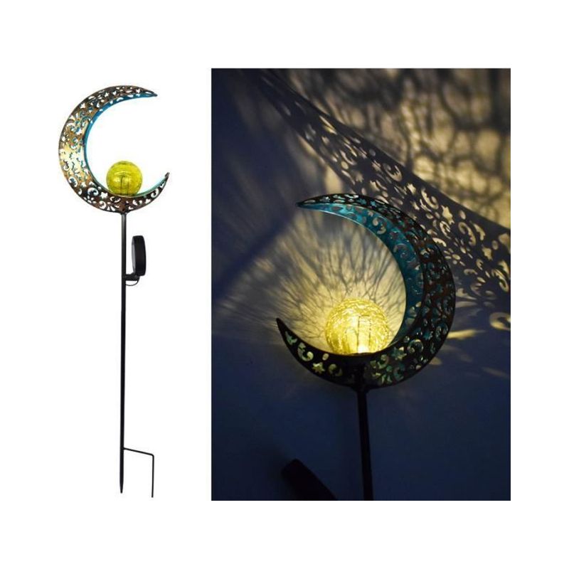 Mondförmige Solar-gartenleuchte, Retro-eisen-led, Dekorative Außenbeleuchtung Für Rasen Und Wege