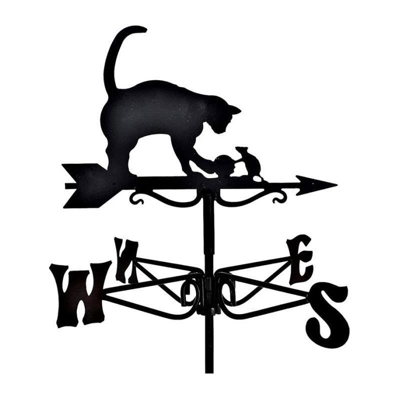 Wetterfahne Aus Metall, Katzen- Und Mausmotiv, Moderner Minimalistischer Stil, 35 X 50 Cm, Schwarz, Außendekoration Für Garten Oder Haus