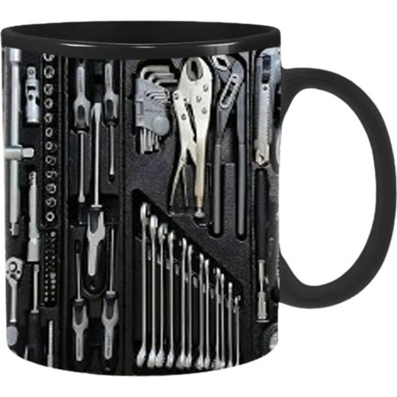 1 Mechaniker-kaffeebecher, 350 Ml, Schwarze Keramik Mit Ergonomischem Henkel, Humorvoller Werkzeugbecher Für Männer Und Kaffeeliebhaber