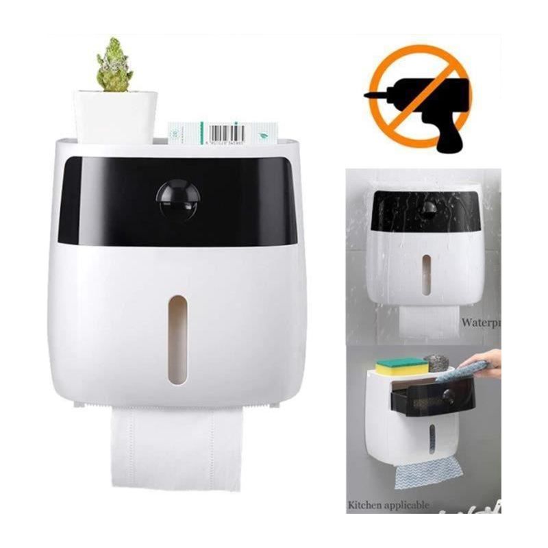 1 Toilettenpapierspender, Wasserdicht, Schwarz-weiß, Abs/ps-kunststoff, 205 X 130 X 210 Mm, Badezimmer
