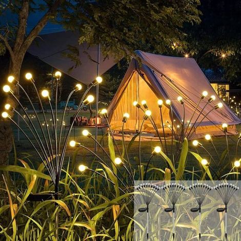 4 Solar-glühwürmchen-leuchten, 10 Leds, Ip65 Wasserdicht, Für Garten, Balkon Und Terrasse