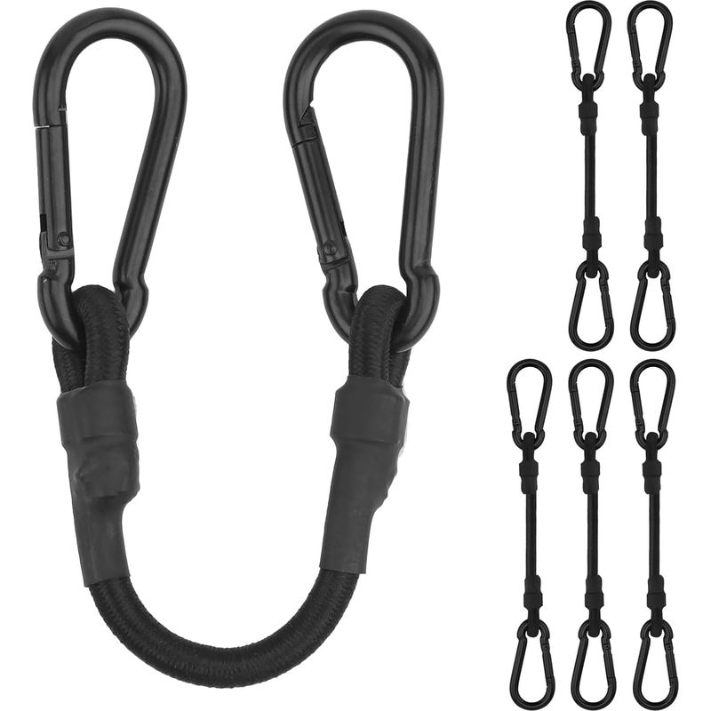 6er-pack Elastische Bungee-seile, 30 Cm, Schwarzer Haken, 8 Mm Durchmesser, Latex-nylon, Für Anhängerplanen