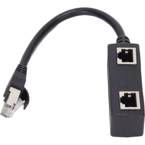 Rj45-splitter 1 Auf 2 – Cat7-kompatibel – Vergoldete Kontakte – Schwarzes Abs – Zum Teilen Einer Ethernet-verbindung Ohne Router – 1 Stück