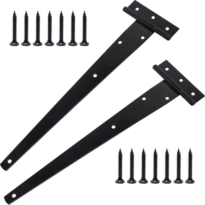 Set Mit 2 Robusten, Verzinkten T-scharnieren (300 Mm) Mit Schrauben, Für Scheunentore Und Holztore