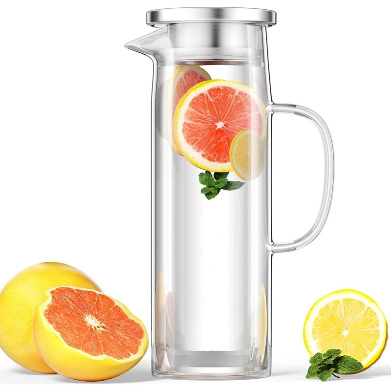 1,5-liter-karaffe Aus Klarem Borosilikatglas, Hitzebeständig Für Wasser, Saft, Kaffee Und Milch