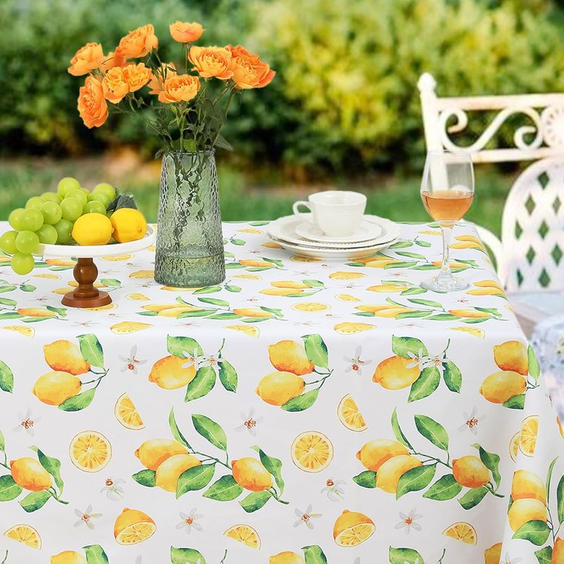 Wachstuchtischdecke, Zitronenmuster, 350 G/m² Pvc, Wasserdicht, Zuschneidbar, Für Garten, Terrasse, Sommerparty
