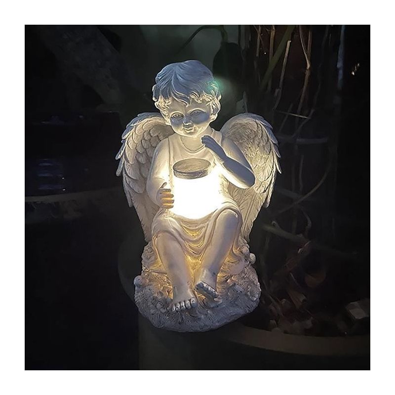 1 Feenengel-statue Aus Kunstharz Mit Solarlicht, Gartendekoration, Schutzengel-ornament, 14,5 X 15,5 X 20 Cm