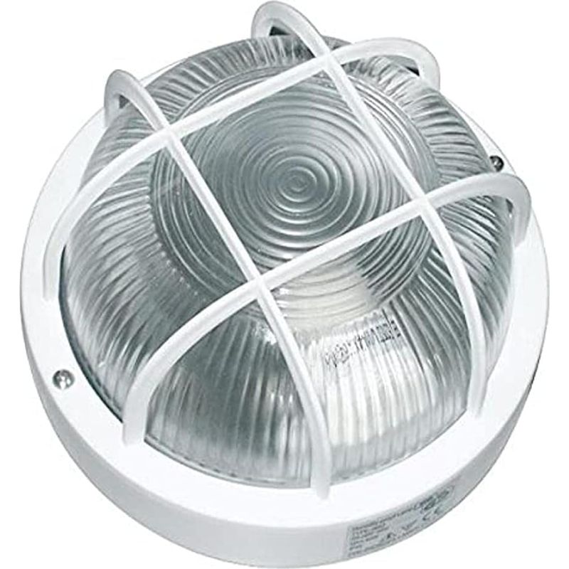 Rundes Bullauge, Glas, Kunststoff-schutzgitter, E27, 60 W, Ip44, Für Den Außenbereich