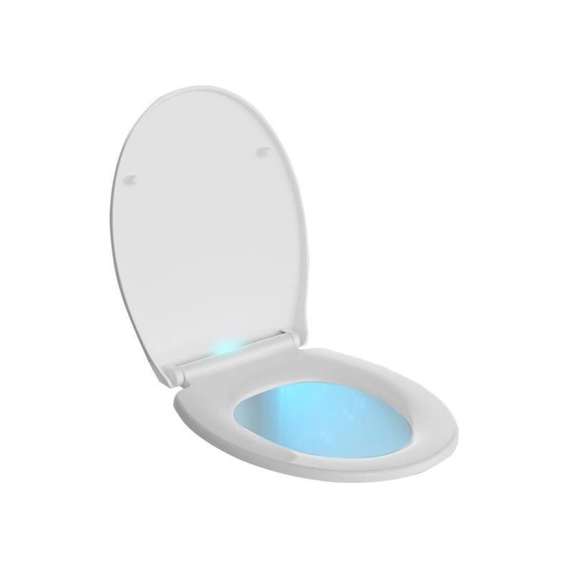1 Ovaler, Weißer Wc-sitz Mit Integriertem Led-nachtlicht, Absenkautomatik Und Verstellbarem Scharnier, Für Familienbäder