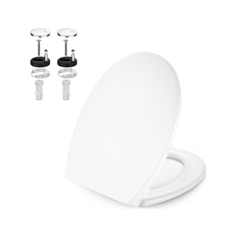 1 Ovaler Wc-sitz, Absenkautomatik, Edelstahlscharniere, Strapazierfähiges Pp, Universell, 44,4 X 37,1 Cm, Badezimmer
