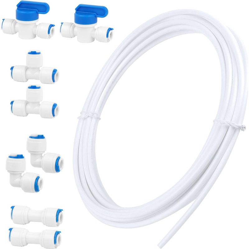 Anschlussset, 10 M Schlauch, Steckverbinder, Absperrventil, Kühlschrank, Wasserfilter