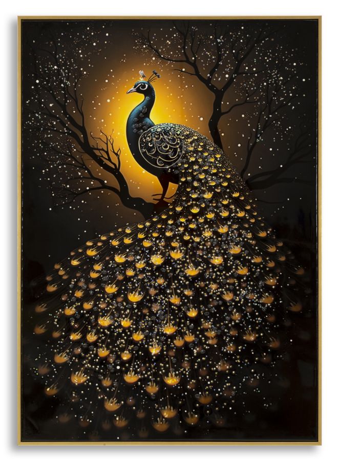 Dekorierter Druck Auf Lackierter Leinwand Mit Rahmen pfau 70 X 4 Cm x100