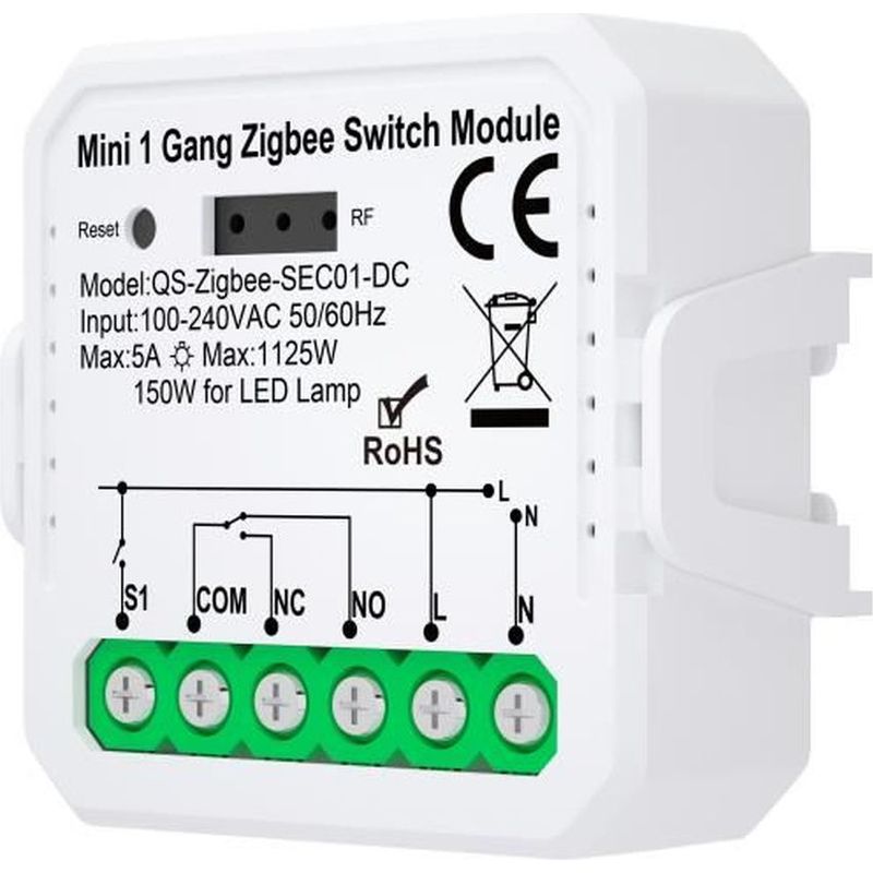 Wifi Zigbee Potentialfreies Kontaktmodul, Tuya Smart-schalter, Kompatibel Mit Alexa/google Home, Für Elektroinstallationen Und Leitungsschutzschalter