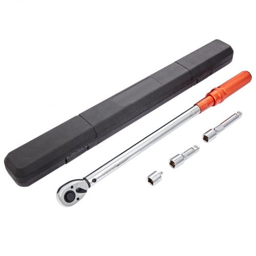 Drehmomentschlüssel 1/2', 34–340nm Drehmomentschlüssel Fahrrad & Motorrad Set, ± 3% Fehlergenauigkeit 2 Verlängerungsstangen 127 & 76,2mm, 1/2-1/4' Adapter, 72 Zähne Ratschenkopf Einstellbar - Vevor
