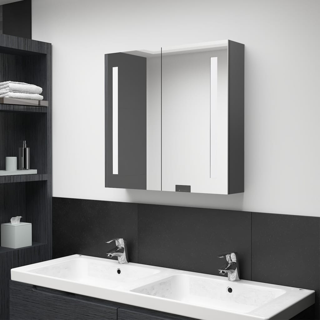 Led-spiegelschrank Fürs Bad Grau 62x14x60 Cm