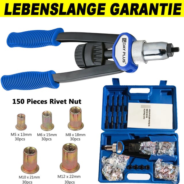 Nietmutternzange Profi Nietmaschine Gewinde Nuss Nieten Werkzeug M3-m12 Set Satz