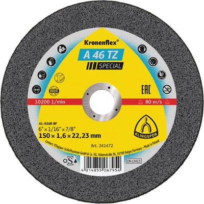 Stahltrennscheibe 150x1,6 KLINGSPOR A46TZ