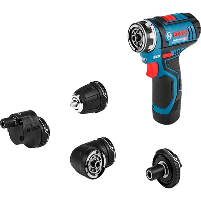 Bosch Akku-Bohrschrauber GSR 12V-15 FC, 2 x Akku GBA 12V 2.0Ah, 3 Aufsätze - 06019F6006