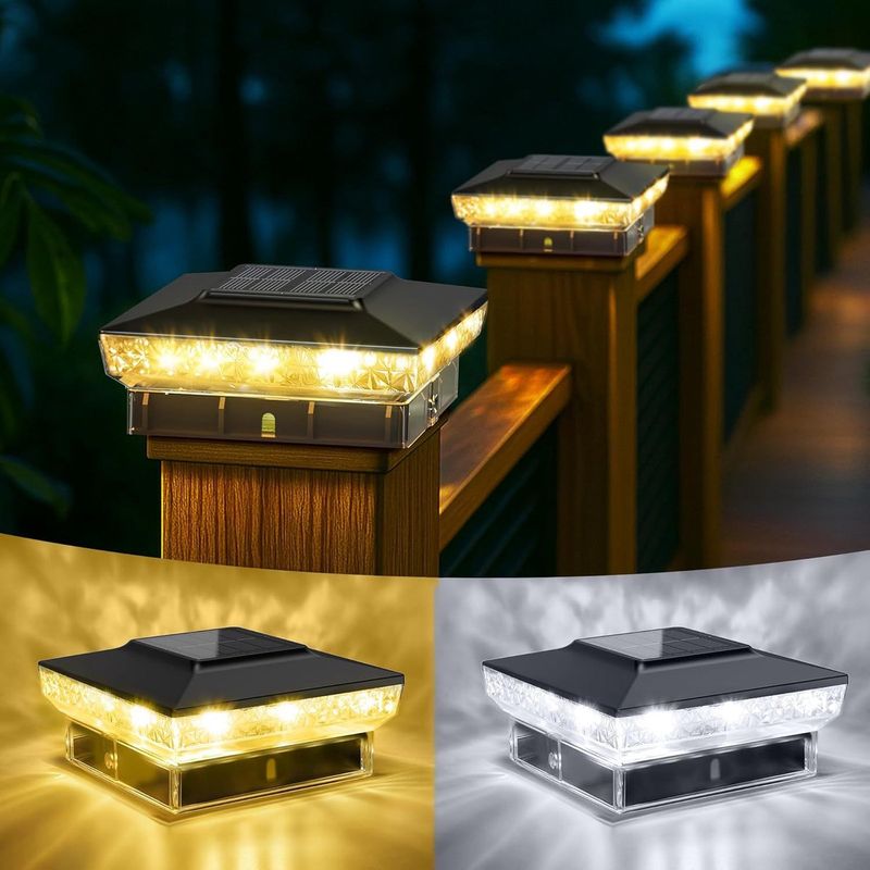 2-teiliges Solar-pfostenleuchten-set – Wasserdichte Led-gartenbeleuchtung Für Säulen Und Pfosten – Warmweißes Ambientelicht Für Zäune, Gartenmauern Und Terrassen – Wetterfest (schutzart Ip44)