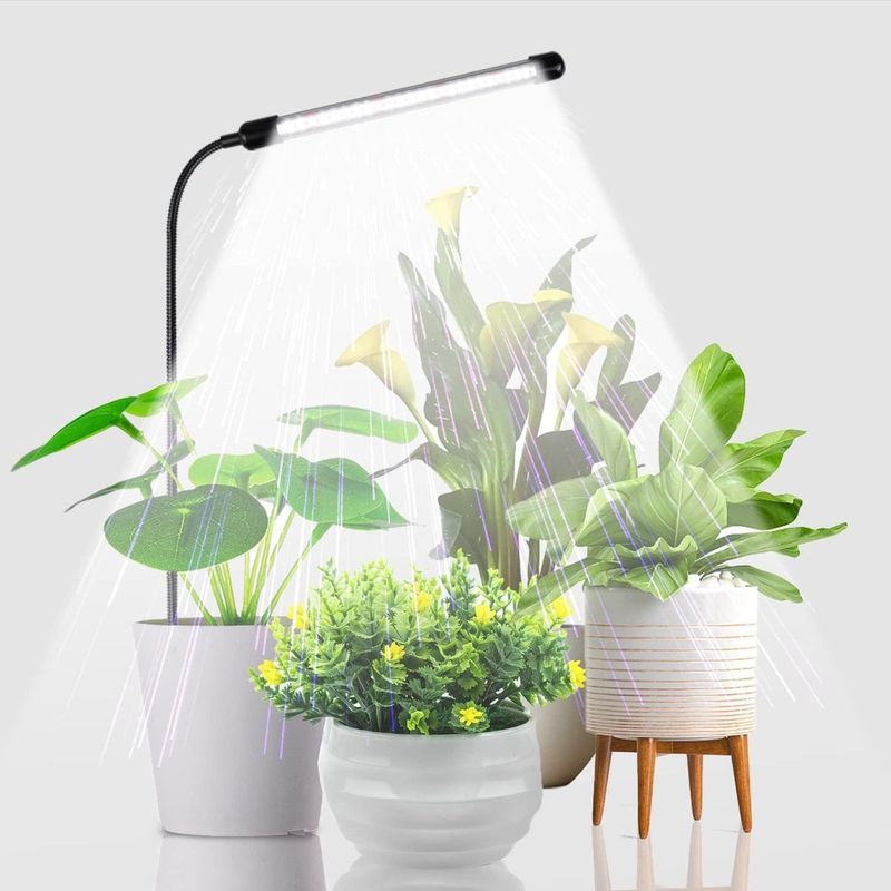 Led-pflanzenlampe, Zimmerpflanzenlampe, Mit 4/8/12/18-stunden-timer, 5 Helligkeitsstufen, Pflanzenwachstumslampe Mit Automatischem Timer, Geeignet Für Kleine Pflanzen.