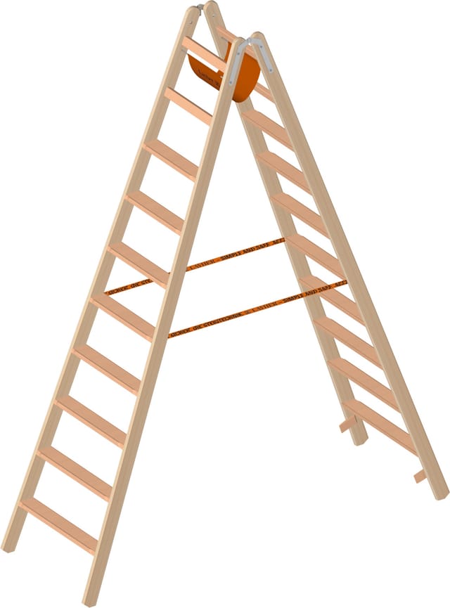 Layher 1020 Holzstehleiter mit 2x10 Stufen
