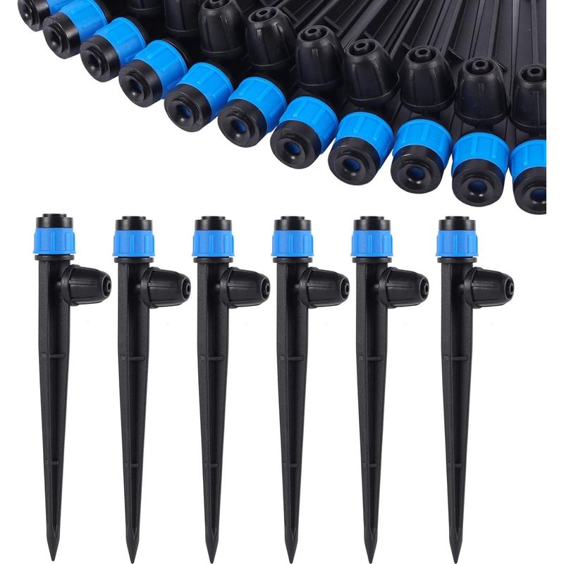 Tropfbewässerungs-emitter, 360-grad-einstellbarer Wasserdurchfluss, Geeignet Für 6,35-mm-schläuche, Gartensprenger, Perfekt Für Gartenbewässerungssysteme (10er-packung - Blaue Sprenger)