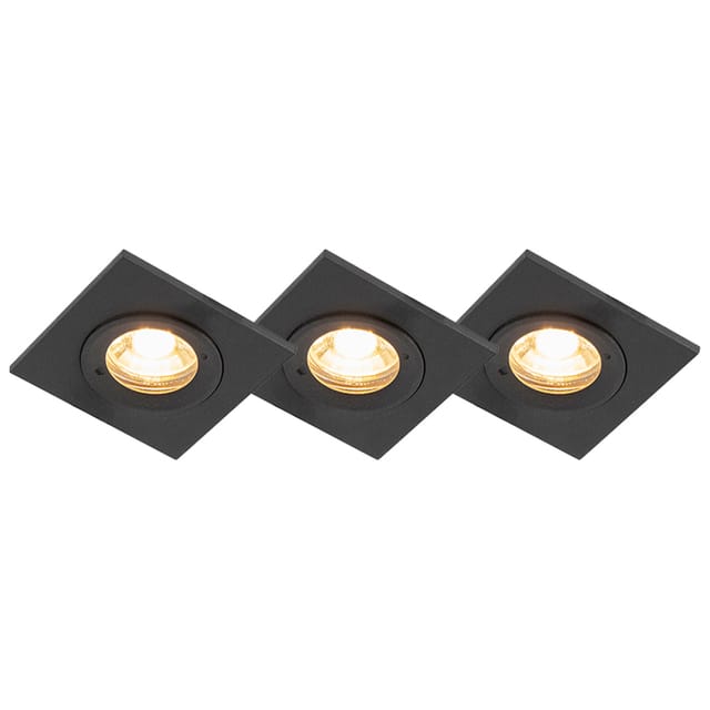 Set mit 3 Bad-Downlights schwarz IP44 - Xena Square