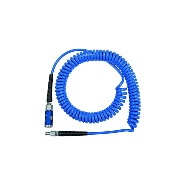 Riegler - Spiralschl. pu blau, 7,5m, NW7,4 Stecker u. Sicherheits-Kupplung 12x8mm