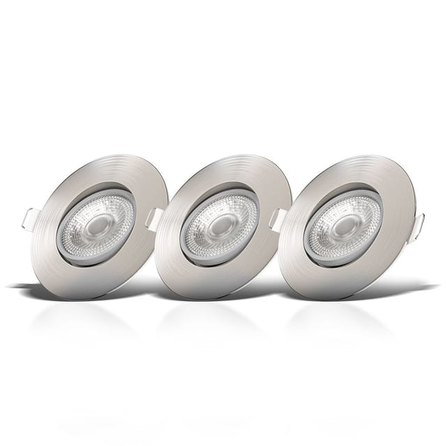 B.k.licht - Einbaustrahler 68mm 3er Set - 230V, 4,9W, 480lm, led, warmweiß, matt-nickel