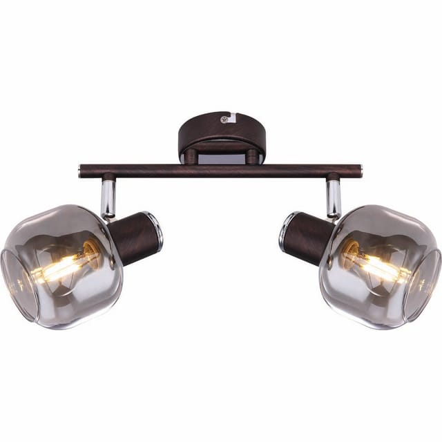 Decken Lampe Leuchte Metall Bronze Chrom Glas Spots Beweglich Wohn Schlaf Zimmer