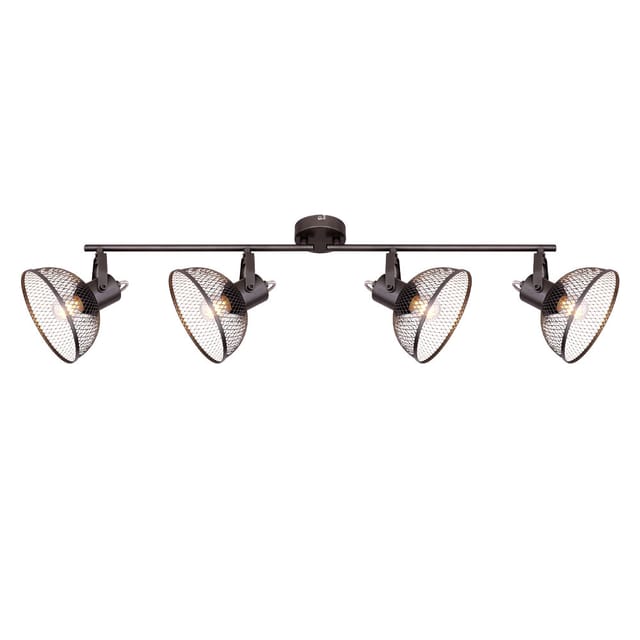 Vintage Decken Lampe chrom Wohn Ess Zimmer Beleuchtung Geflecht Strahler beweglich Globo 54325-4